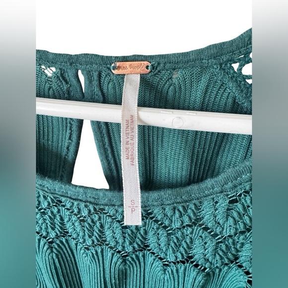 Free People Fire Island Knit Blouse Green Size S - Picture 9 of 14